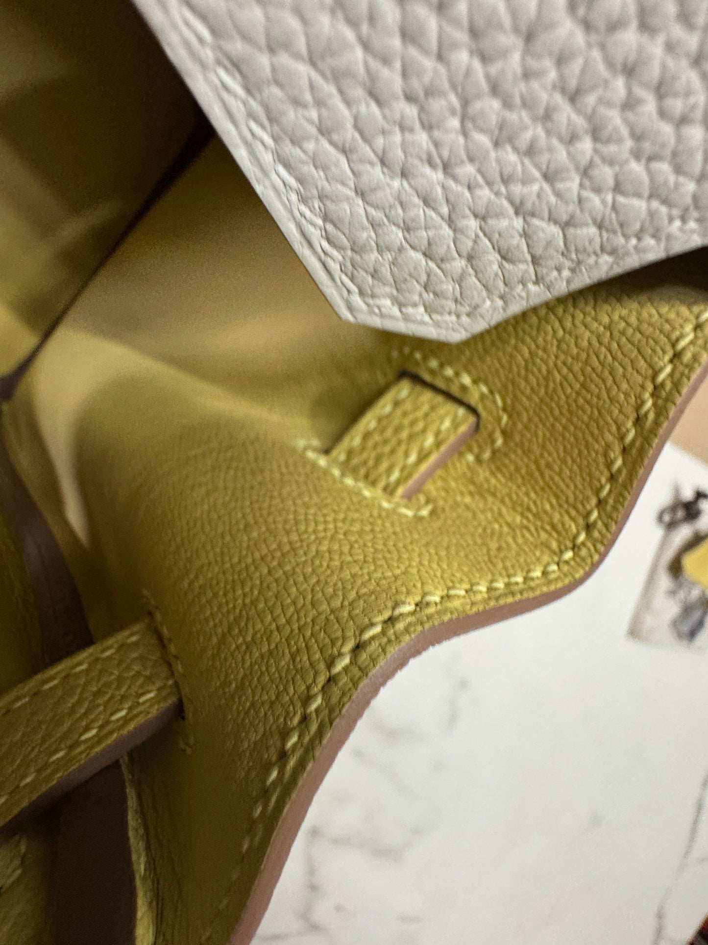 HERMES Birkin25 SO 珍珠灰拼小雞黃 Togo PHW
