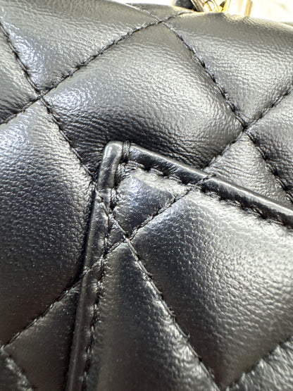 CHANEL Mini CF Handle 黑色羊皮淺金扣 Black Lambskin with GHE