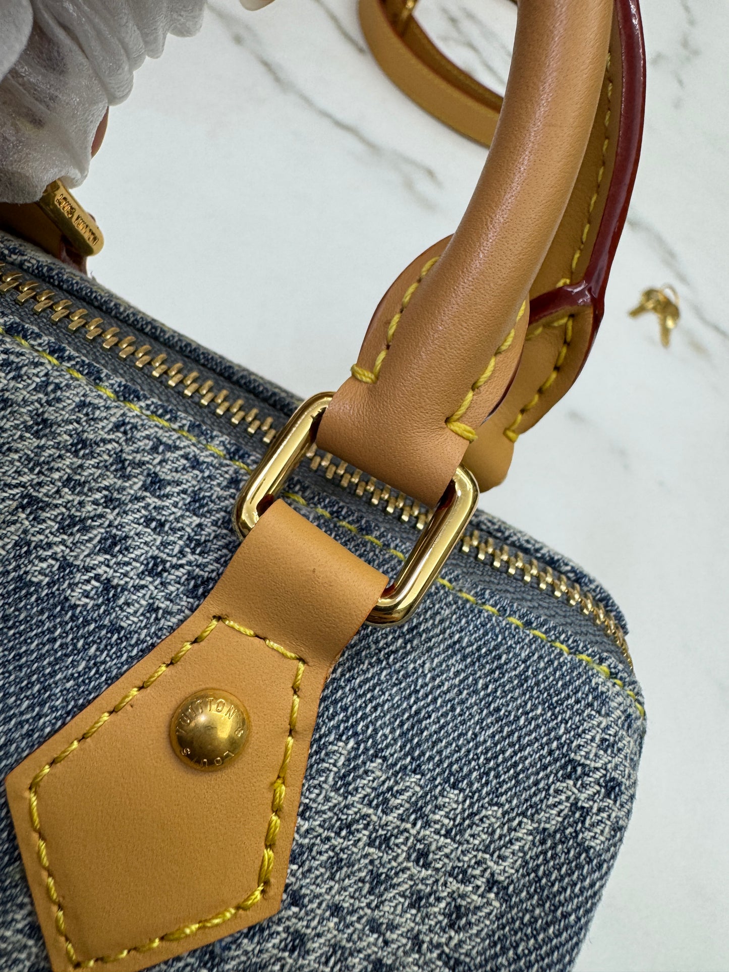 LV Nano Speedy 棋盤格牛仔