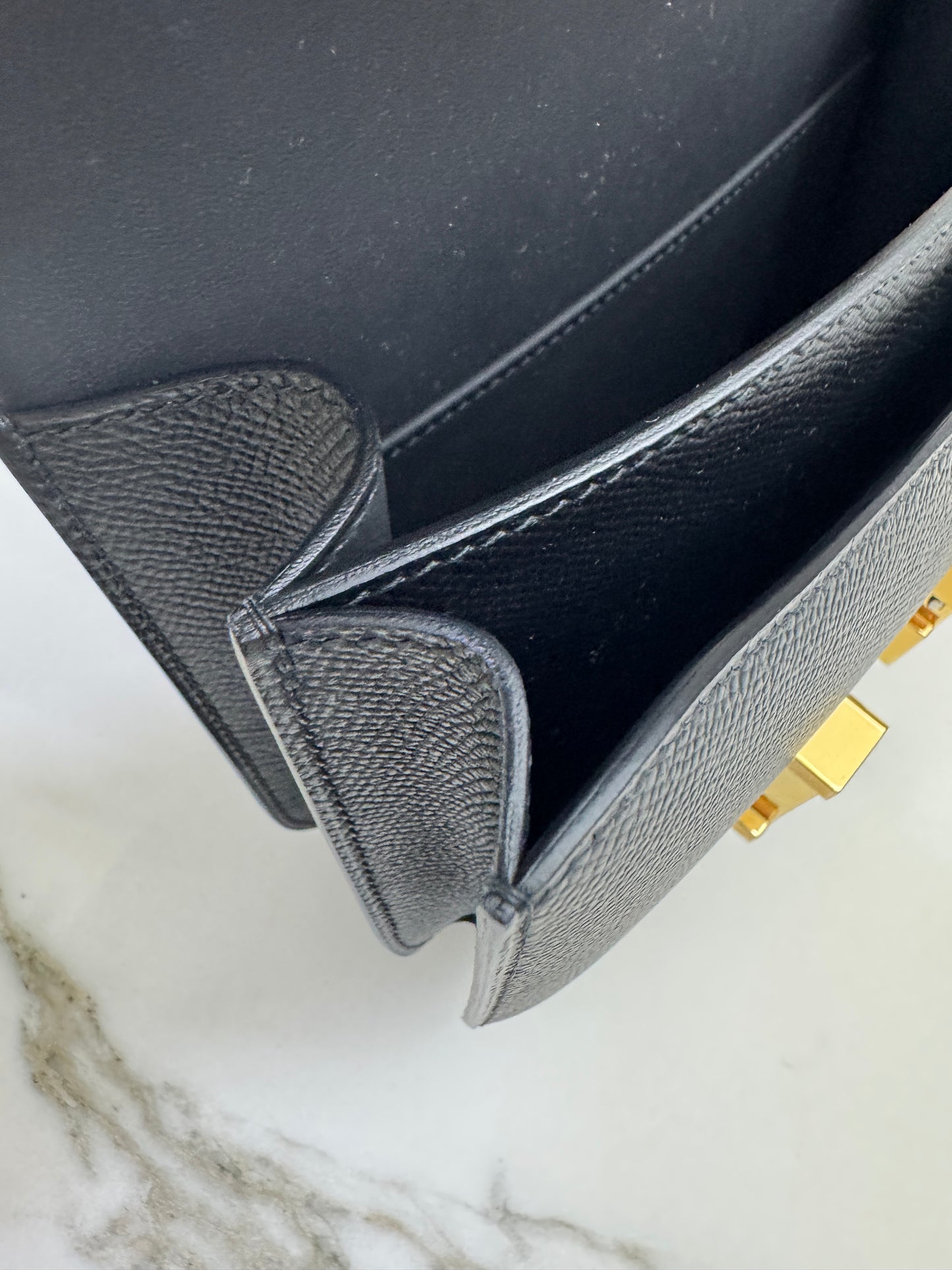 HERMES Mini Constance 黑金 Epsom Noir GHW 新鏡子版