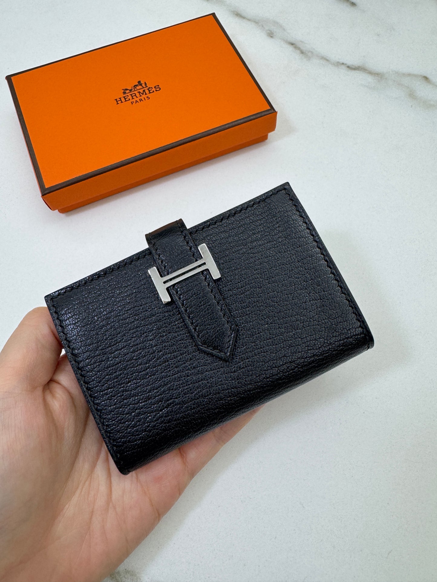 BEARN Mini Wallet 黑色山羊皮 Noir Chevre Mysore PHW