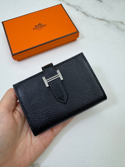 BEARN Mini Wallet 黑色山羊皮 Noir Chevre Mysore PHW