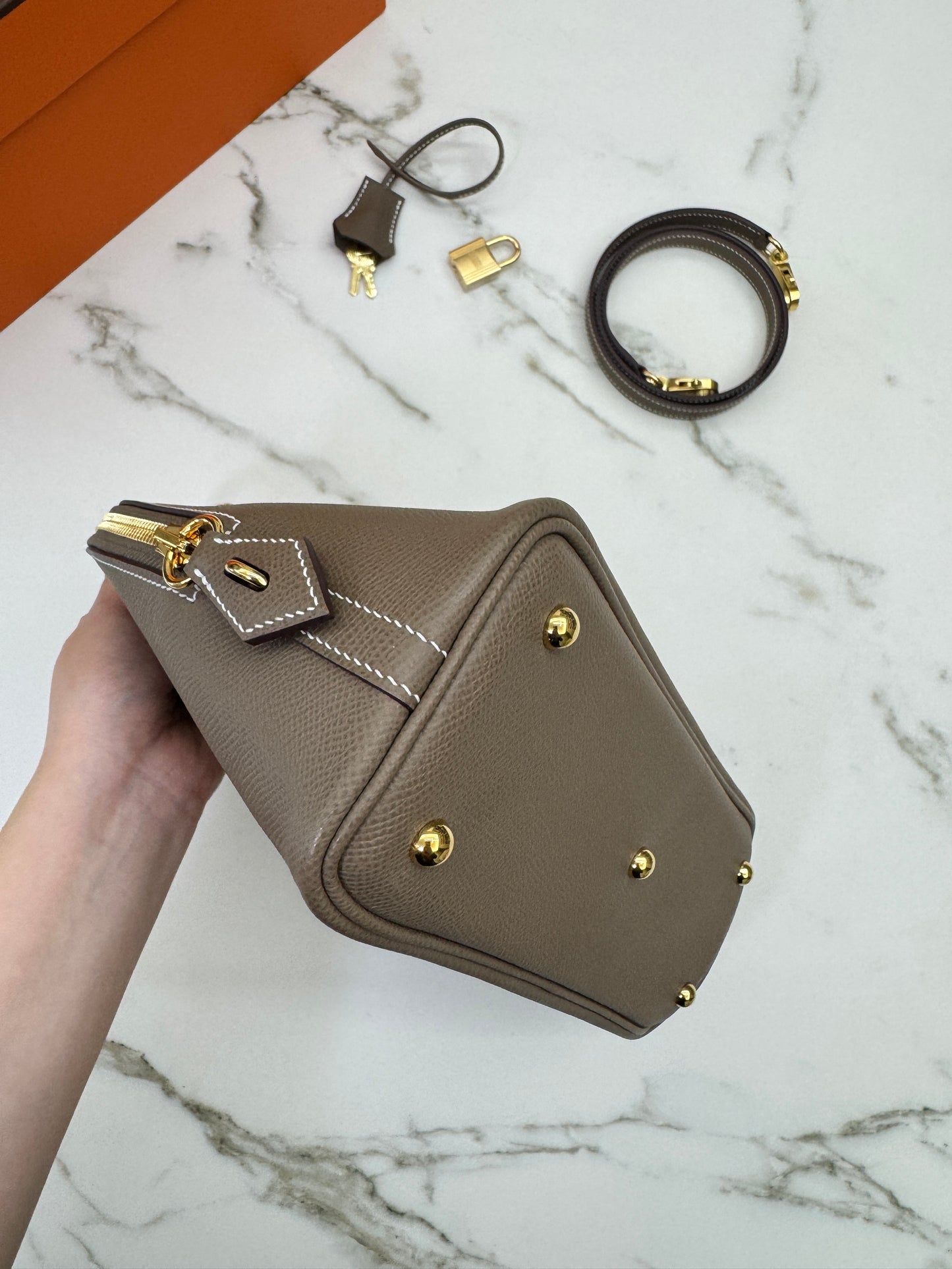 HERMES Bolide 25 大象灰金扣 Epsom Etoupe GHW