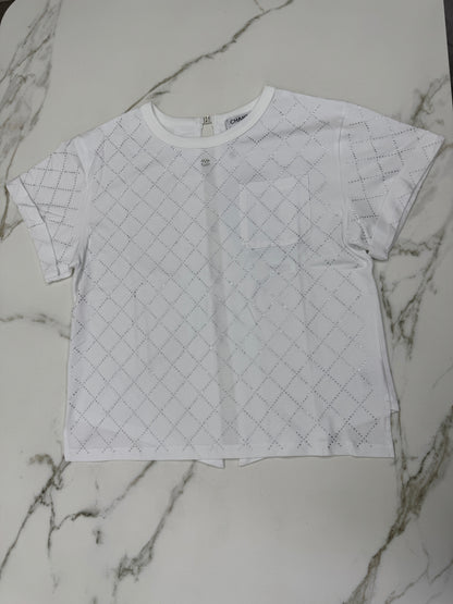 CHANEL 25S 燙鑽短袖Tee 白色