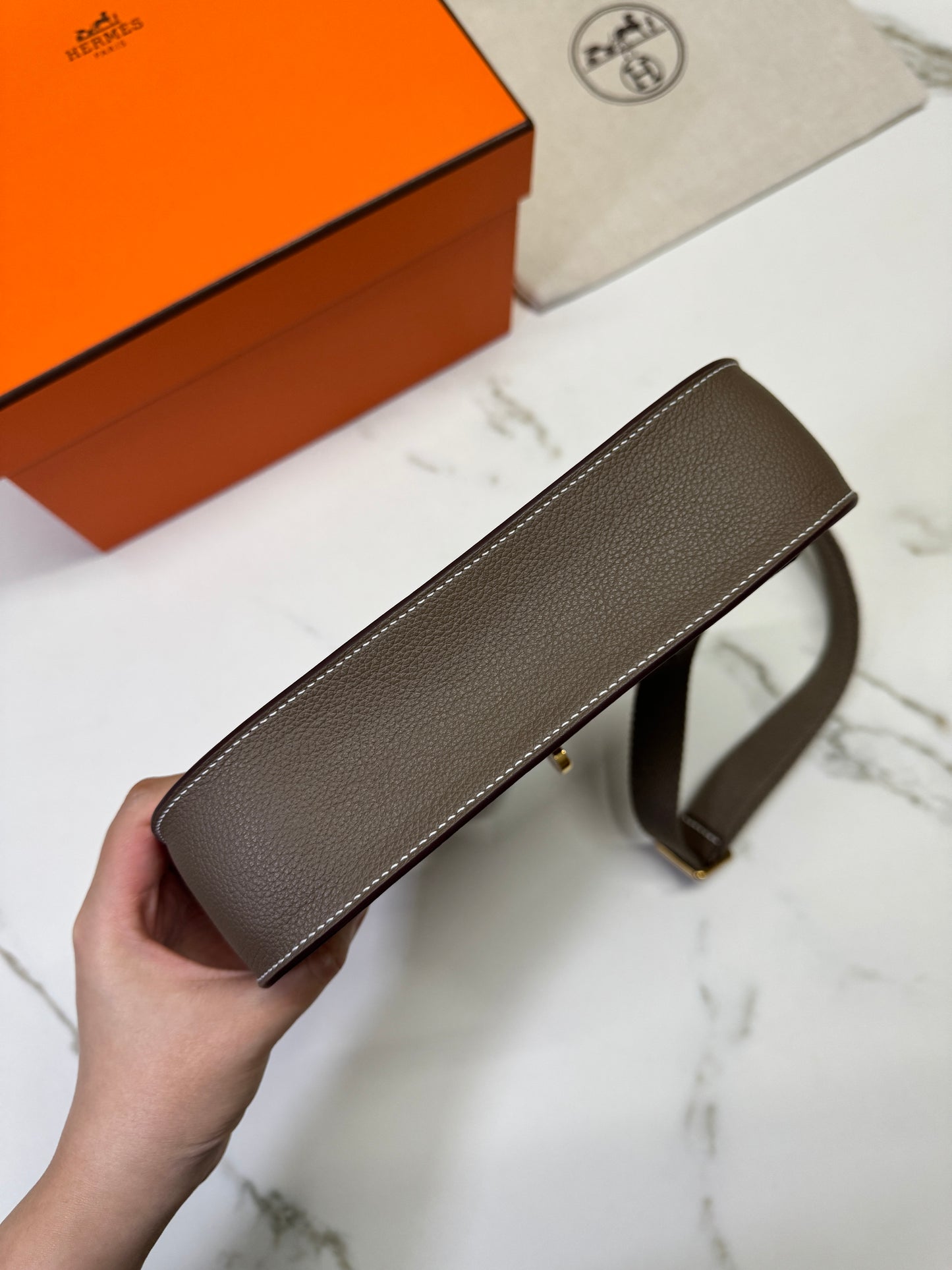 HERMES Jypsiere Mini 大象灰 金扣 evercolor 18 etoupe GHW