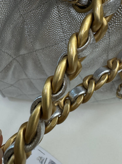 CHANEL 25Bag Small 銀色荔枝皮