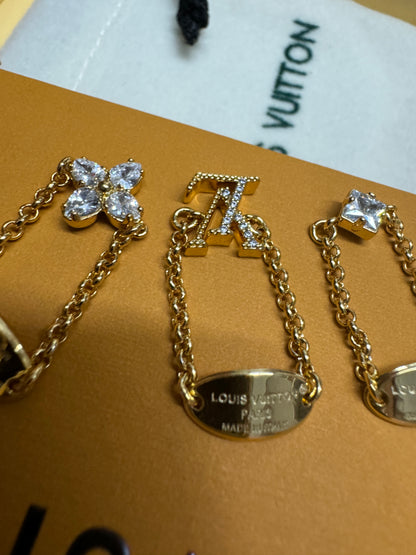 LV 三件套 金色水鑽戒指鏈