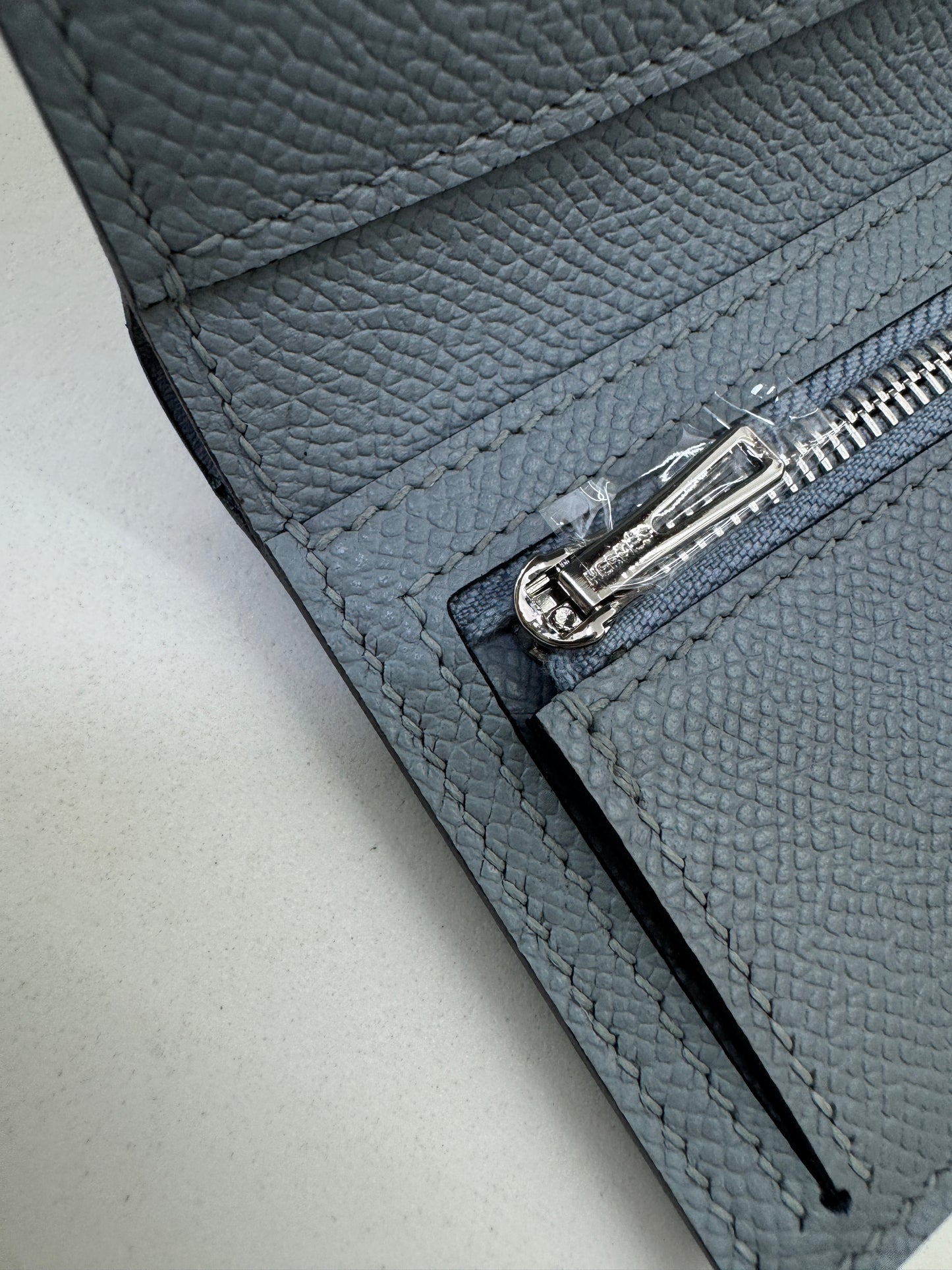 HERMES Bearn 三摺錢包 亞麻藍 Blue Lin Epsom PHW