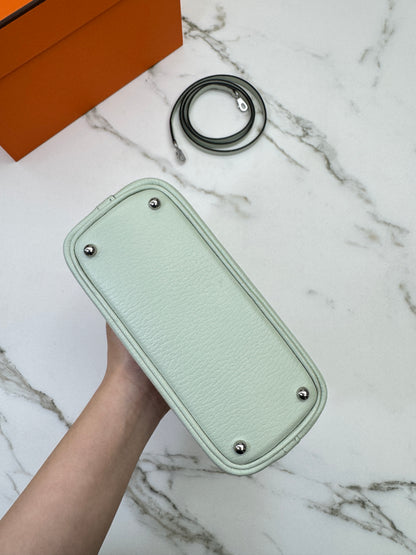 HERMES Mini Bolide 氣泡綠 山羊皮 銀扣 Mysore Vert Fizz PHW