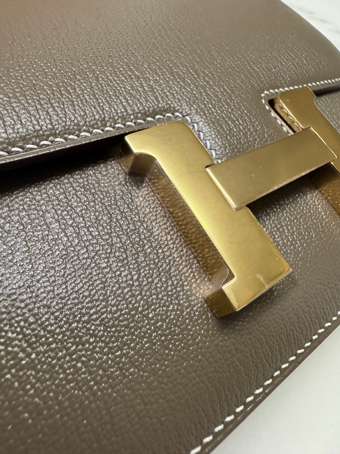 HERMES Mini Constance 大象灰山羊皮 金扣 Etoupe GHW
