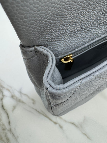 CHANEL 愛心金球 灰色 Mini Flap Bag 20cm