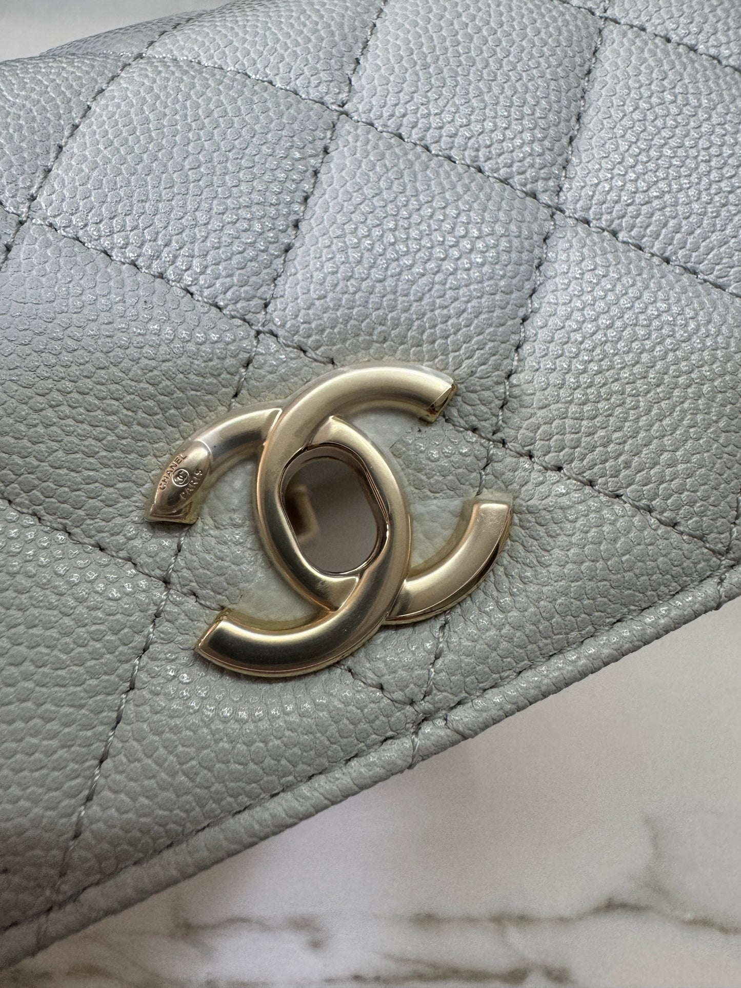 CHANEL 超Mini Coco Handle 24K 灰藍色