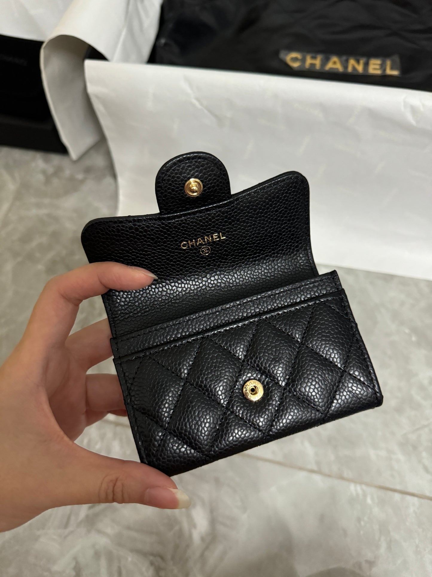 CHANEL 經典CF卡包 黑色牛皮