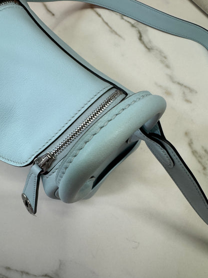 HERMES Mini Lindy 霧霾藍T0 銀扣 swift