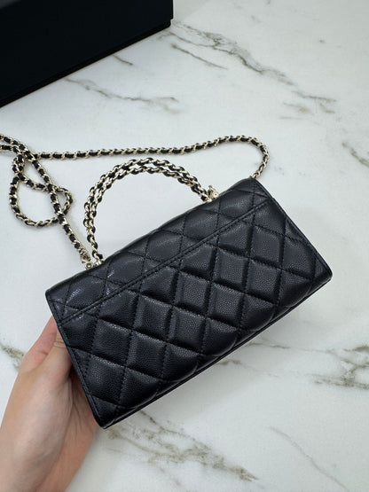 CHANEL 25S Kelly 橫版手機包 黑色