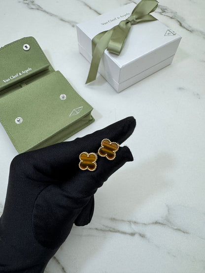VCA Vintage Alhambra Earrings 虎眼石 Tiger Eye