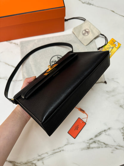 HERMES Kelly Elan 黑金 山羊皮 Mysore