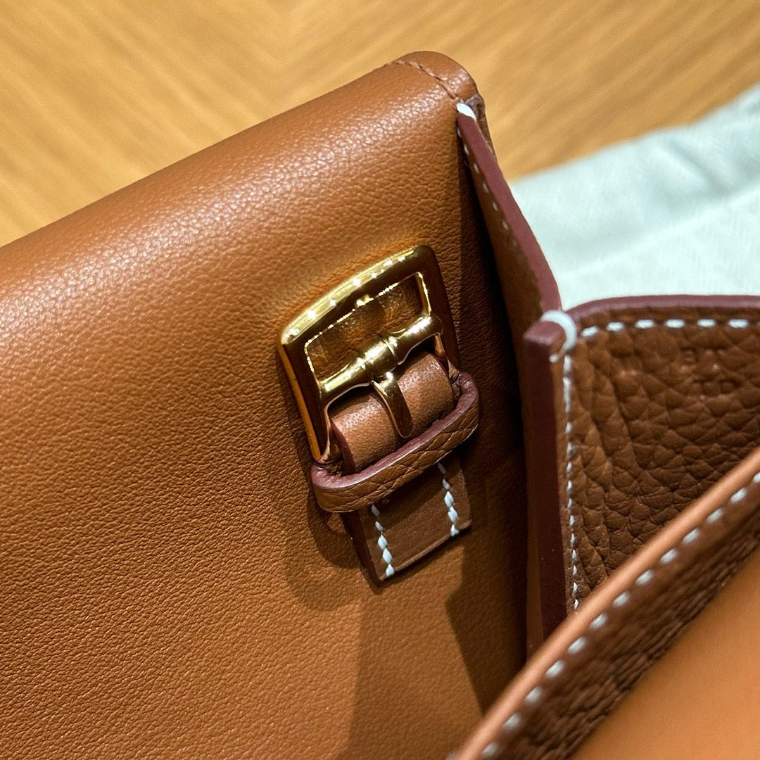 HERMES Halzan 25 金棕色 金扣 Gold TC