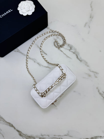 CHANEL 26S 交叉手柄長盒子 白色