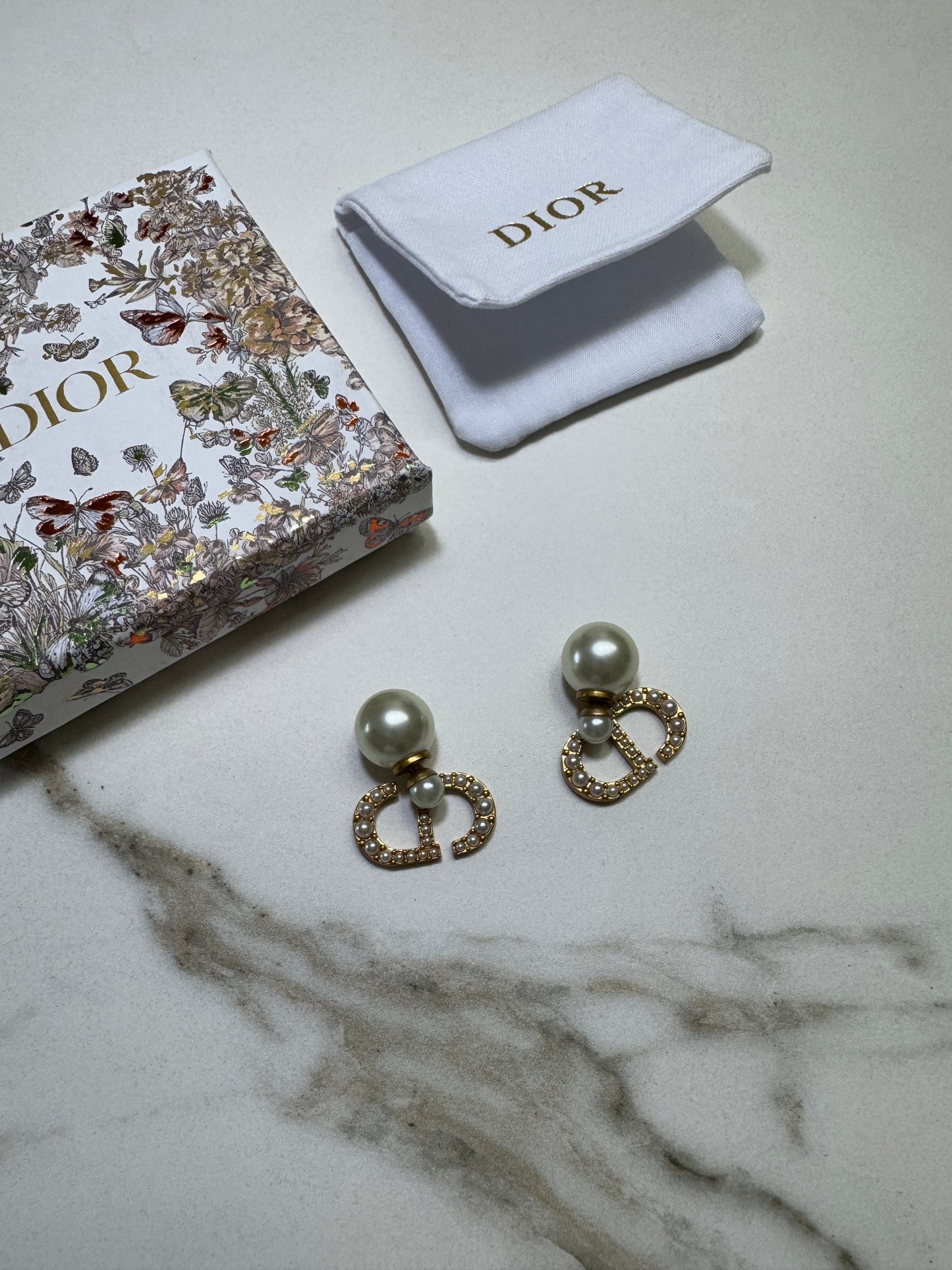 DIOR 前後戴珍珠CD耳環