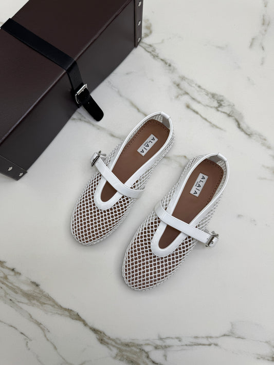 ALAIA 漁網芭蕾舞鞋 白色