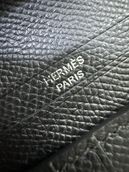 HERMES Bearn Compact Wallet 黑銀 短款 Epsom PHW