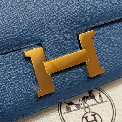 HERMES Constance 24 新版單層鏡子版 普魯士藍 金扣 7P Epsom