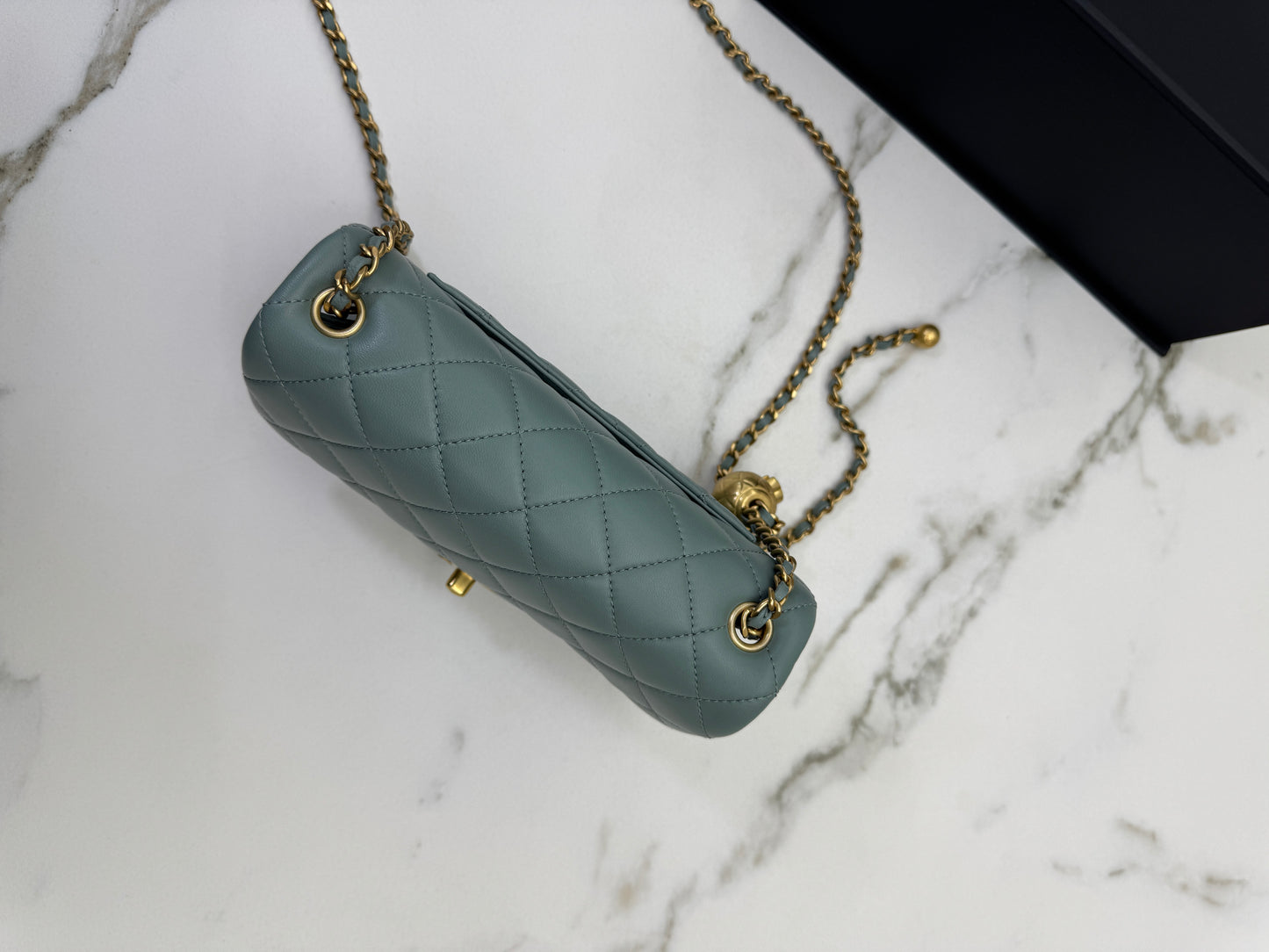 CHANEL 25C 金球20cm 灰綠色