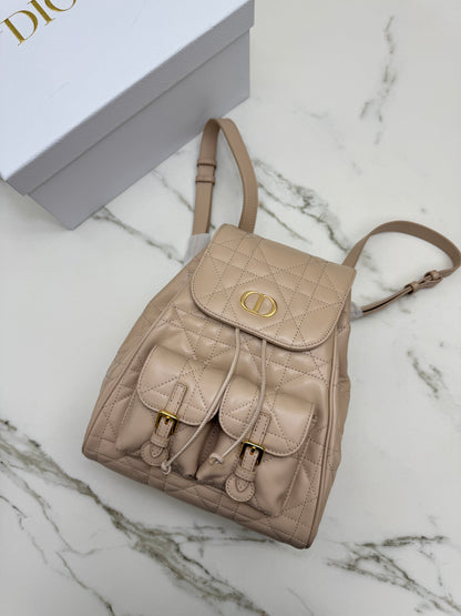 DIOR Caro Backpack Medium 奶茶色