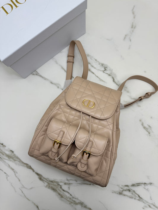 DIOR Caro Backpack Medium 奶茶色