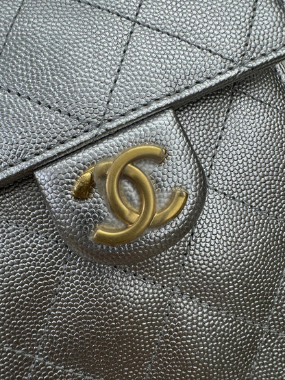 CHANEL 25Bag Small 銀色荔枝皮