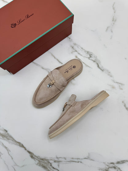 LORO PIANA Charms Walk Babouche Loafers Sand
