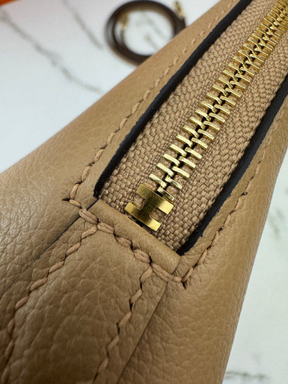 HERMES Mini Bolide 奶茶色金扣 Evercolor Chai GHW