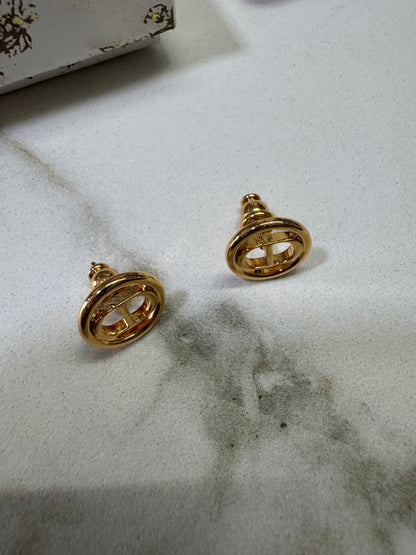 DIOR CD圓形鏤空耳環