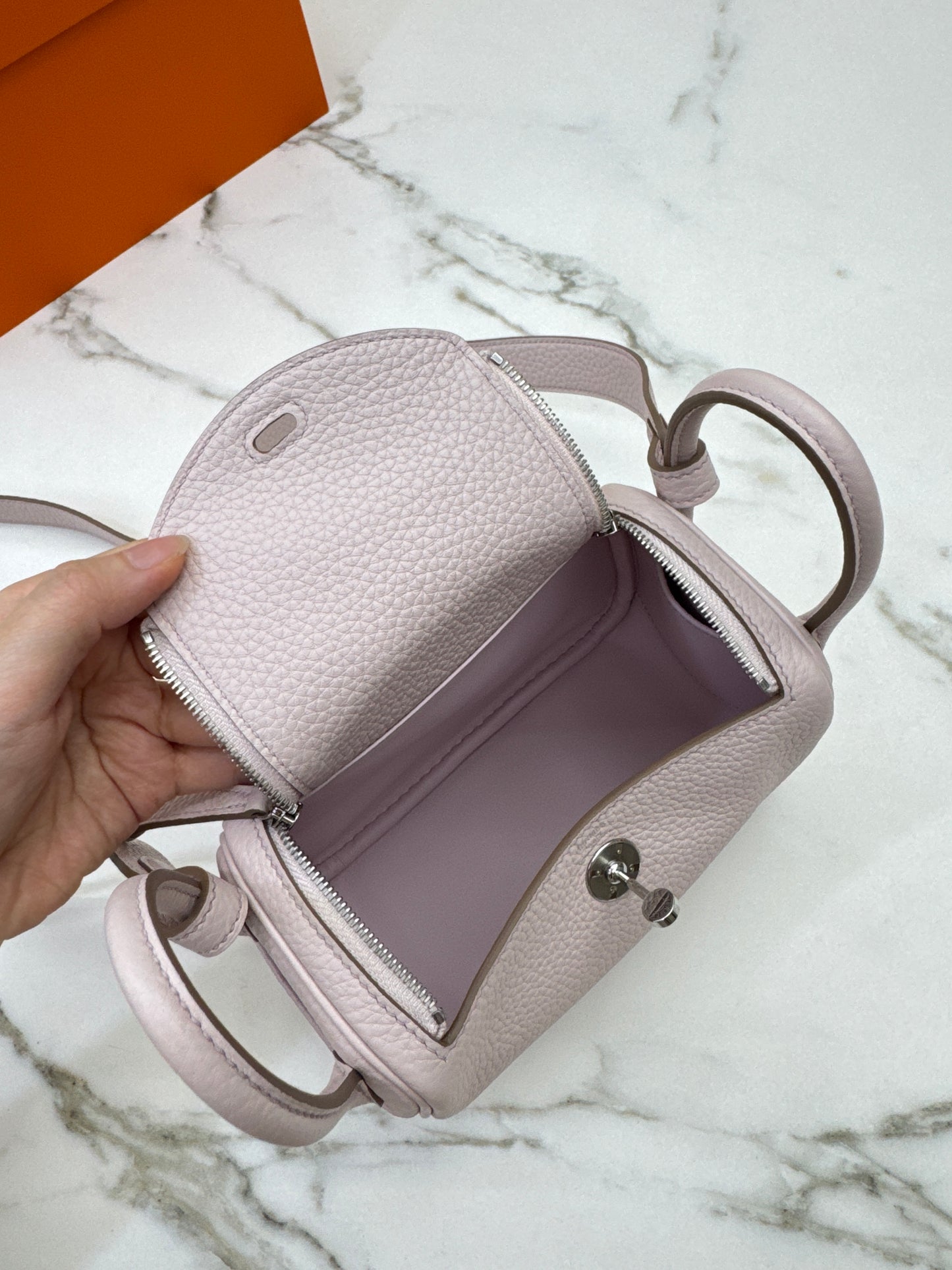 HERMES Mini Lindy 夢幻紫銀扣
