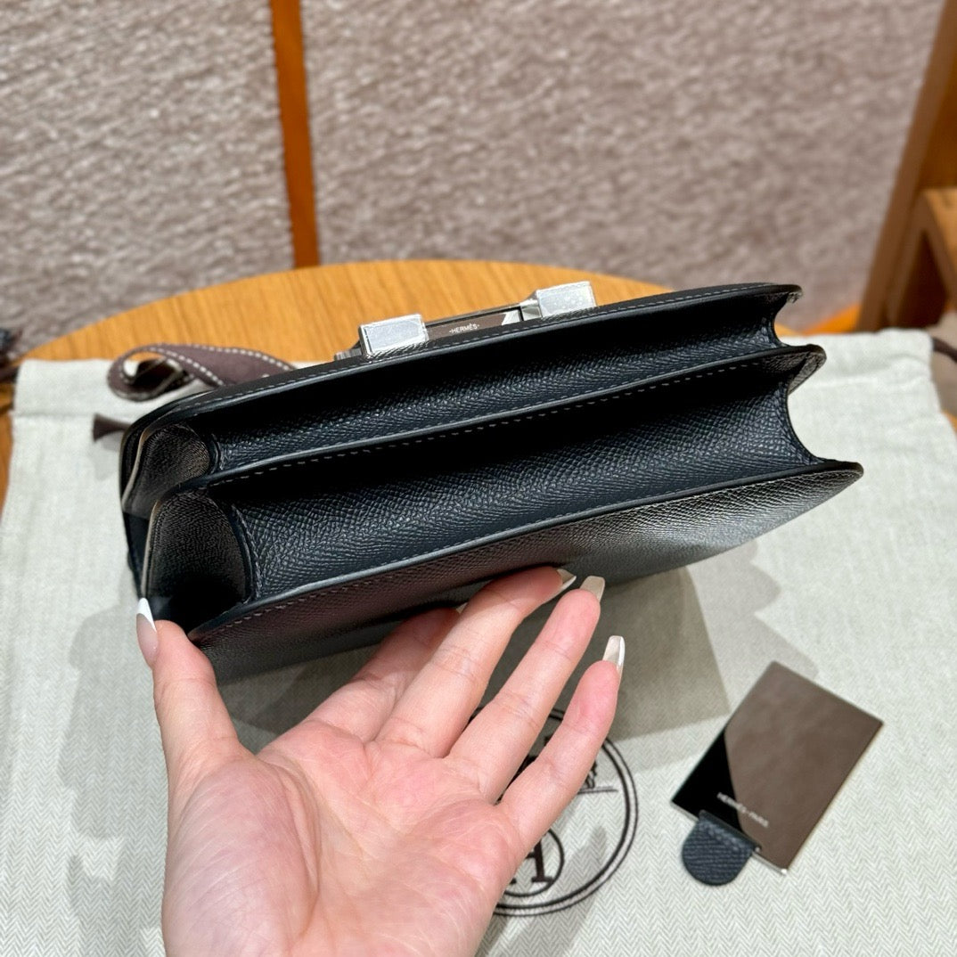 HERMES Mini Constance 鏡子款 黑銀 Epsom