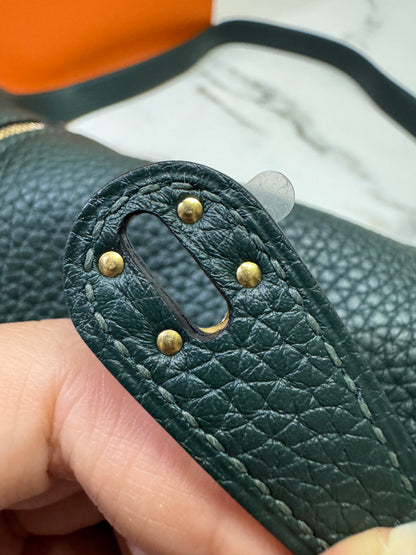 HERMES Mini Lindy II 深綠色 金扣 67 Vert Fonce TC GHW