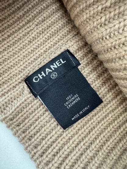 CHANEL 25B 針織羊絨帽 奶茶色