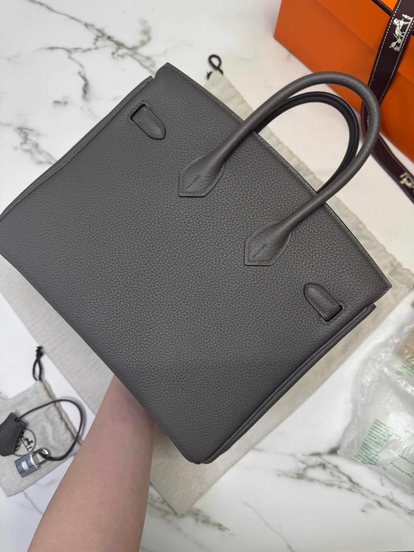 HERMES Birkin 25 錫器灰 銀扣 Togo 8F Etain PHW