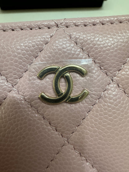 CHANEL Cardholder 拉鍊零錢包 24P櫻花粉