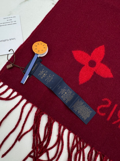 LV Reykjavik Scarf 100% Cashmere Rubis