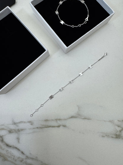 CELINE 凱旋門五花Logo手鏈 銀色