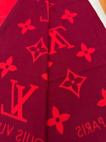 LV Reykjavik Scarf 100% Cashmere Rubis