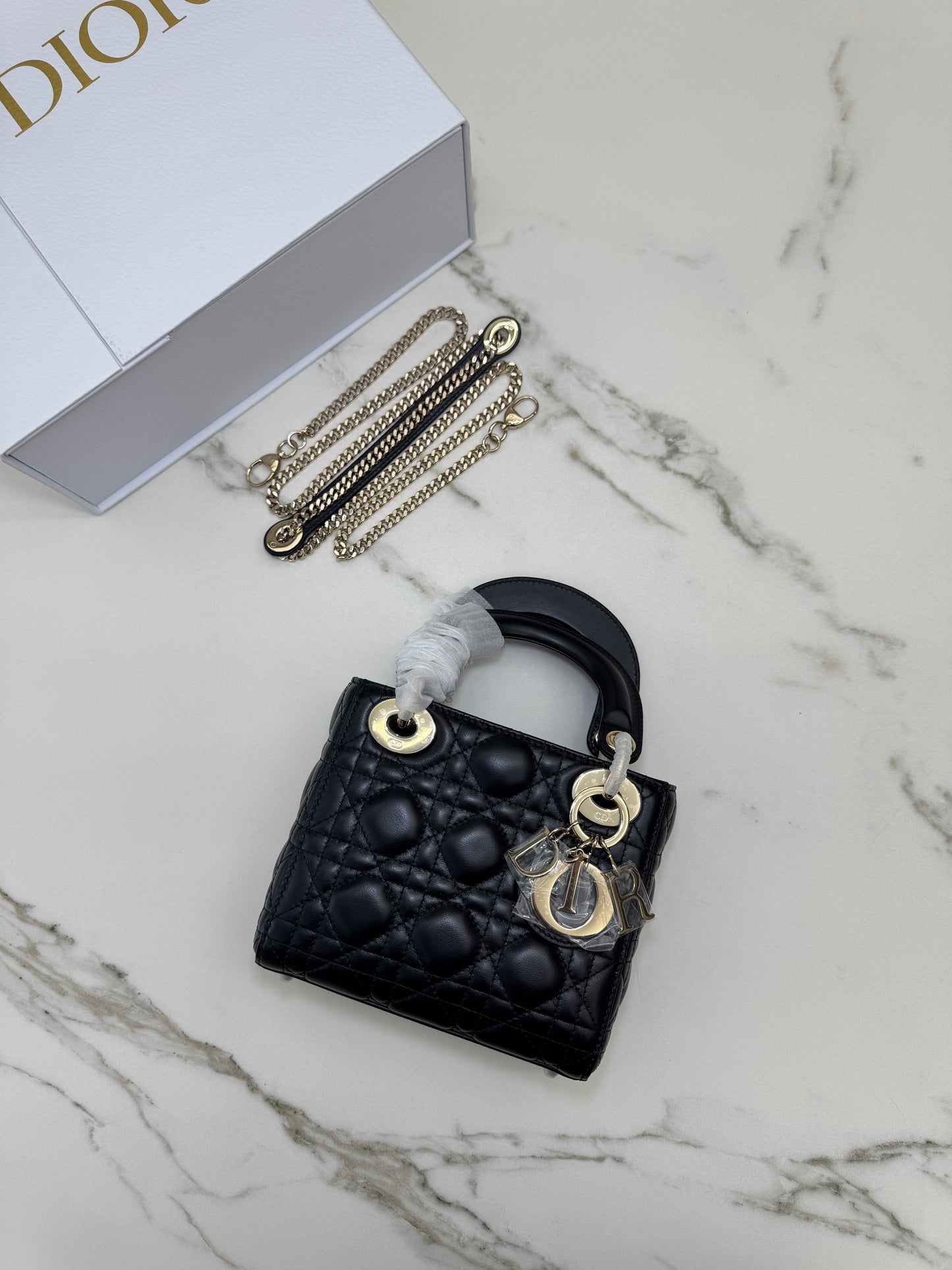 DIOR Mini Lady Dior 黑色羊皮