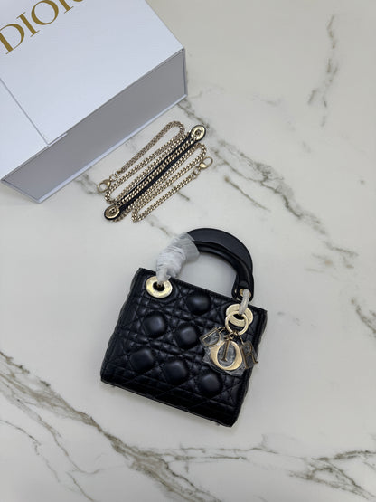 DIOR Mini Lady Dior 黑色羊皮