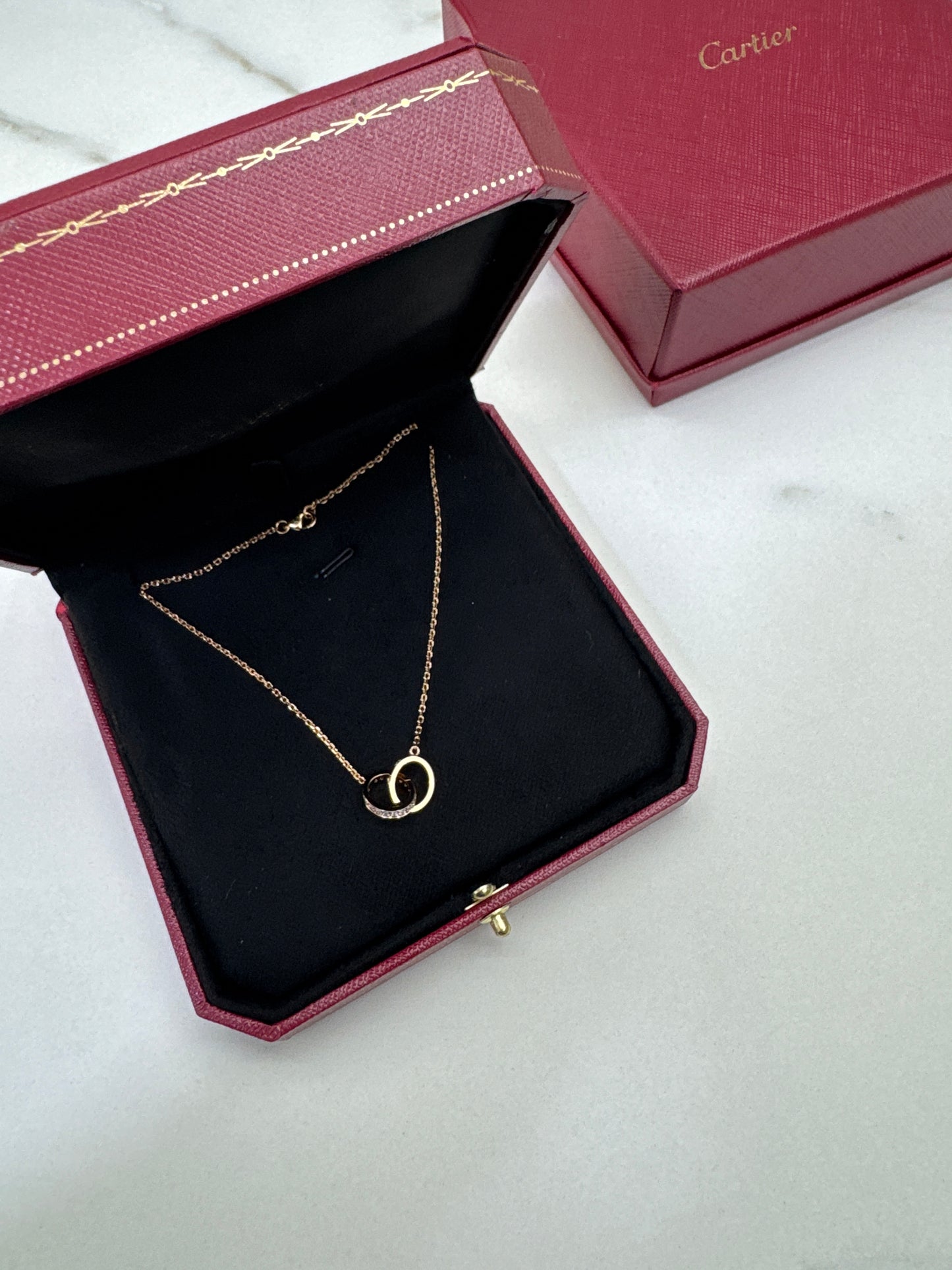 CARTIER Love 雙環項鏈 玫瑰金