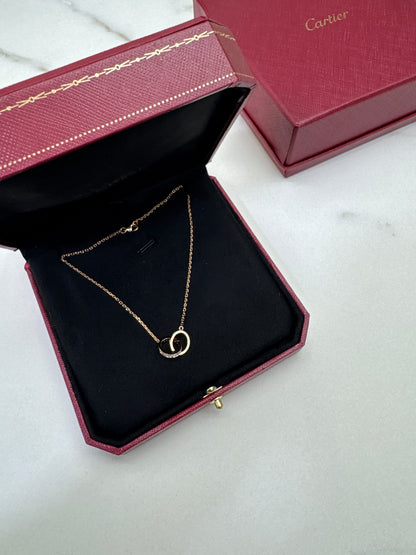 CARTIER Love 雙環項鏈 玫瑰金