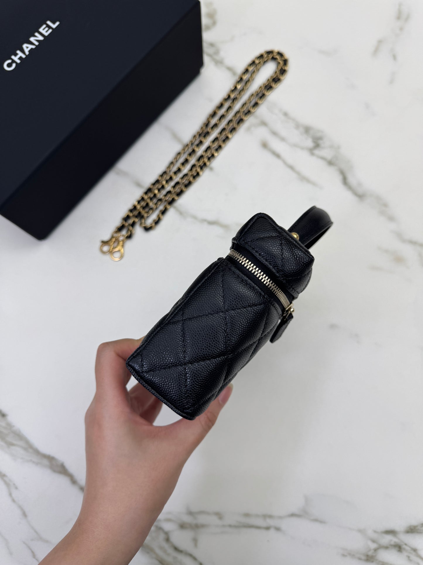 CHANEL 25P 拉絲金扣 LP盒子包