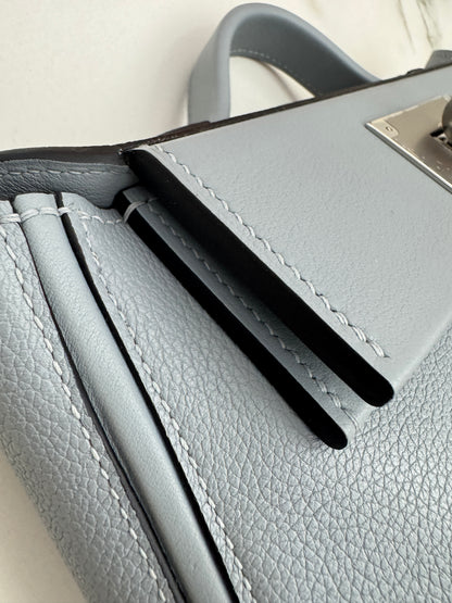 HERMES Mini 2424 木偶灰銀扣 Evercolor Gris Platin PHW