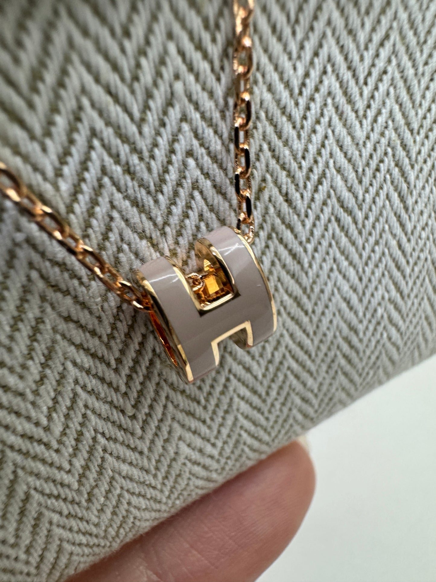 HERMES Pop H Marron Glaze 玫瑰金項鏈